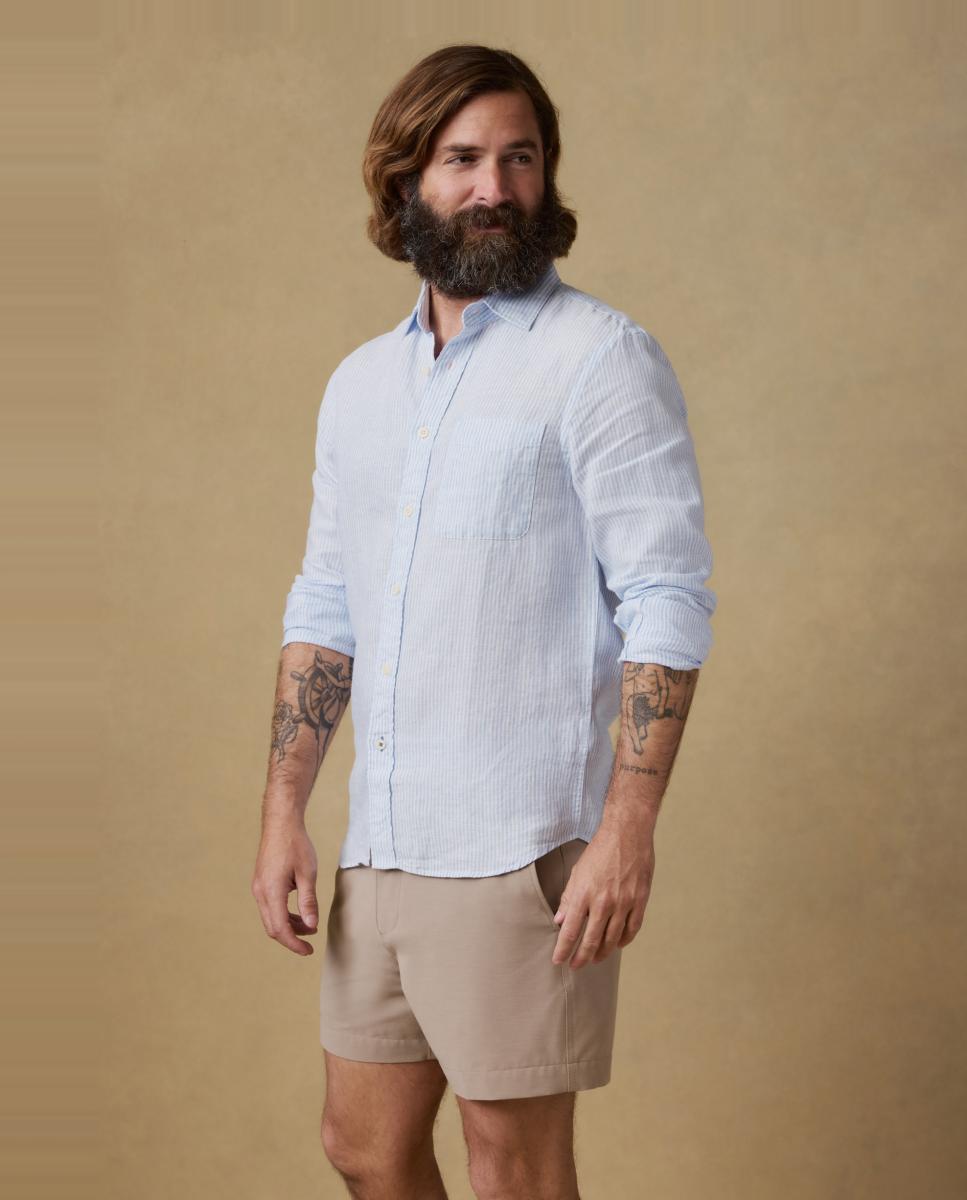 Camisa de hombre lisa manga larga - Faherty - Azul Azul-1