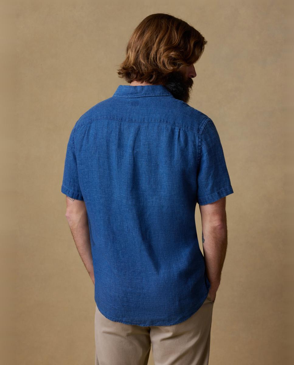 Imagen 2 de Camisa de hombre lisa manga corta - Faherty - Azul índigo Azul índigo