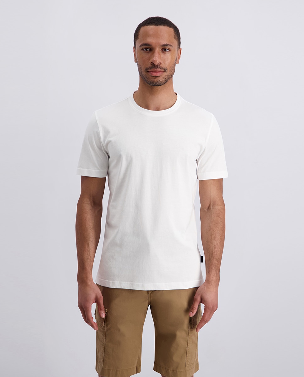 T-shirt Básica Mercerizada Custom Fit - Azul-Marinho Branco-1
