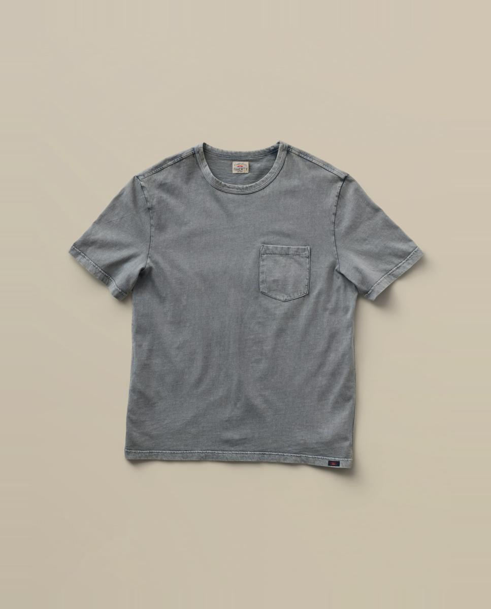 T-shirt Básica Lisa com Bolso no Peito Azul-4