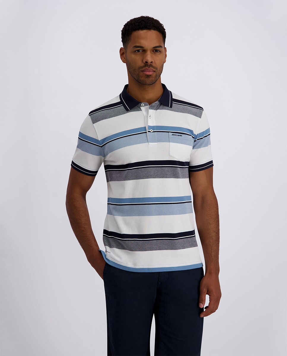 Imagem 0 de Polo de Algodão Regular Fit às Riscas Largas - Azul