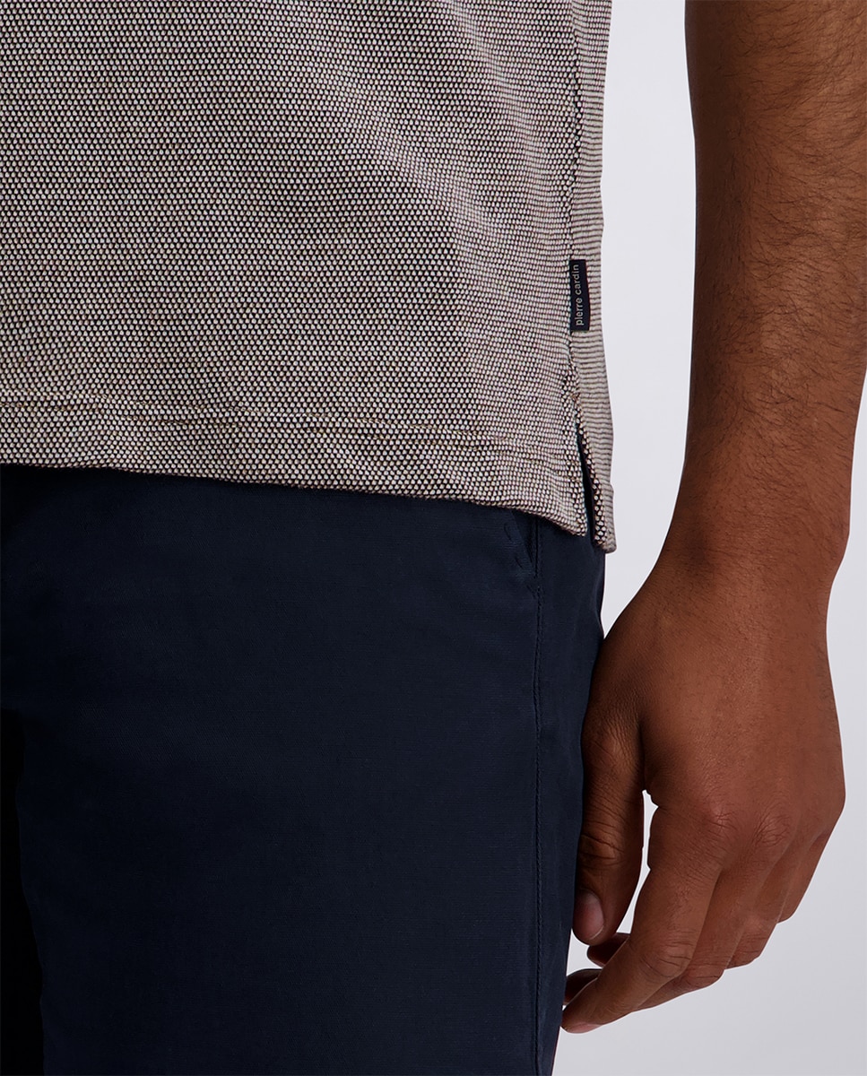 Polo Piqué com Estrutura Regular Fit Tricolor - Azul Castanho-3