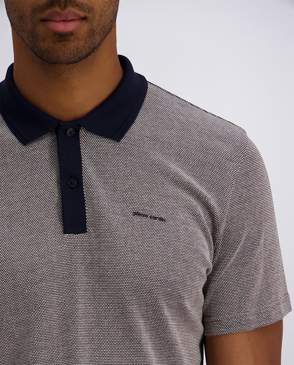 Polo Piqué com Estrutura Regular Fit Tricolor - Azul Castanho-4