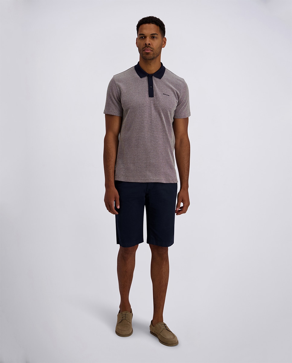 Polo Piqué com Estrutura Regular Fit Tricolor - Azul Castanho-5