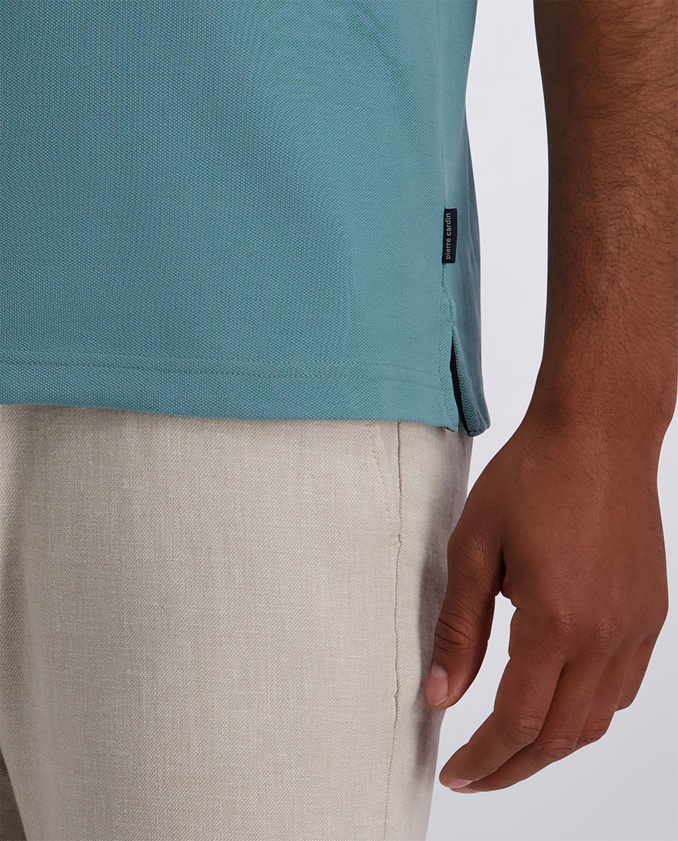 Polo Básico de Performance Piqué Regular Fit - Branco Azul-3