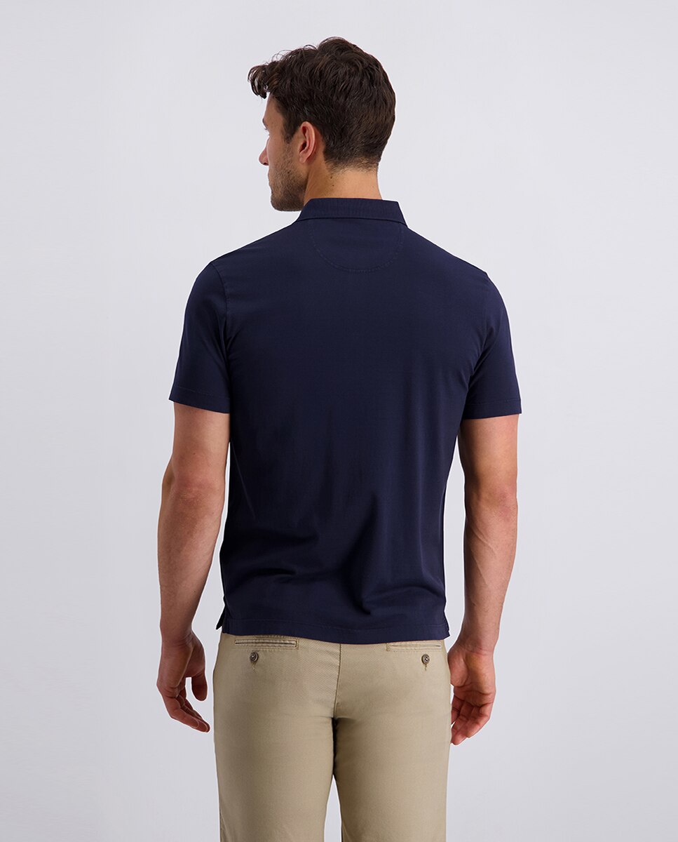 Polo Regular Fit de Algodão Mercerizado Liso - Azul-Marinho Azul-marinho-2