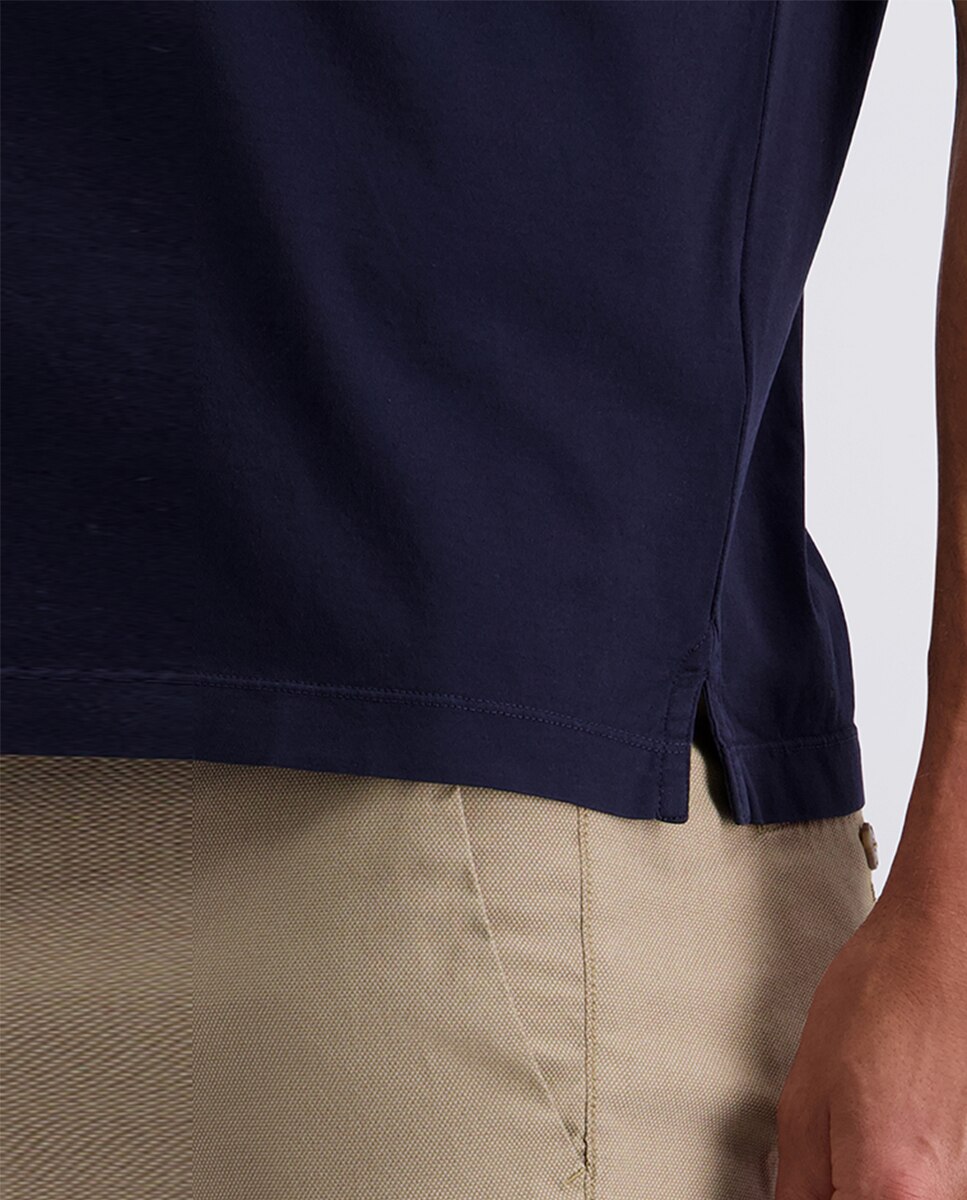 Polo Regular Fit de Algodão Mercerizado Liso - Azul-Marinho Azul-marinho-4