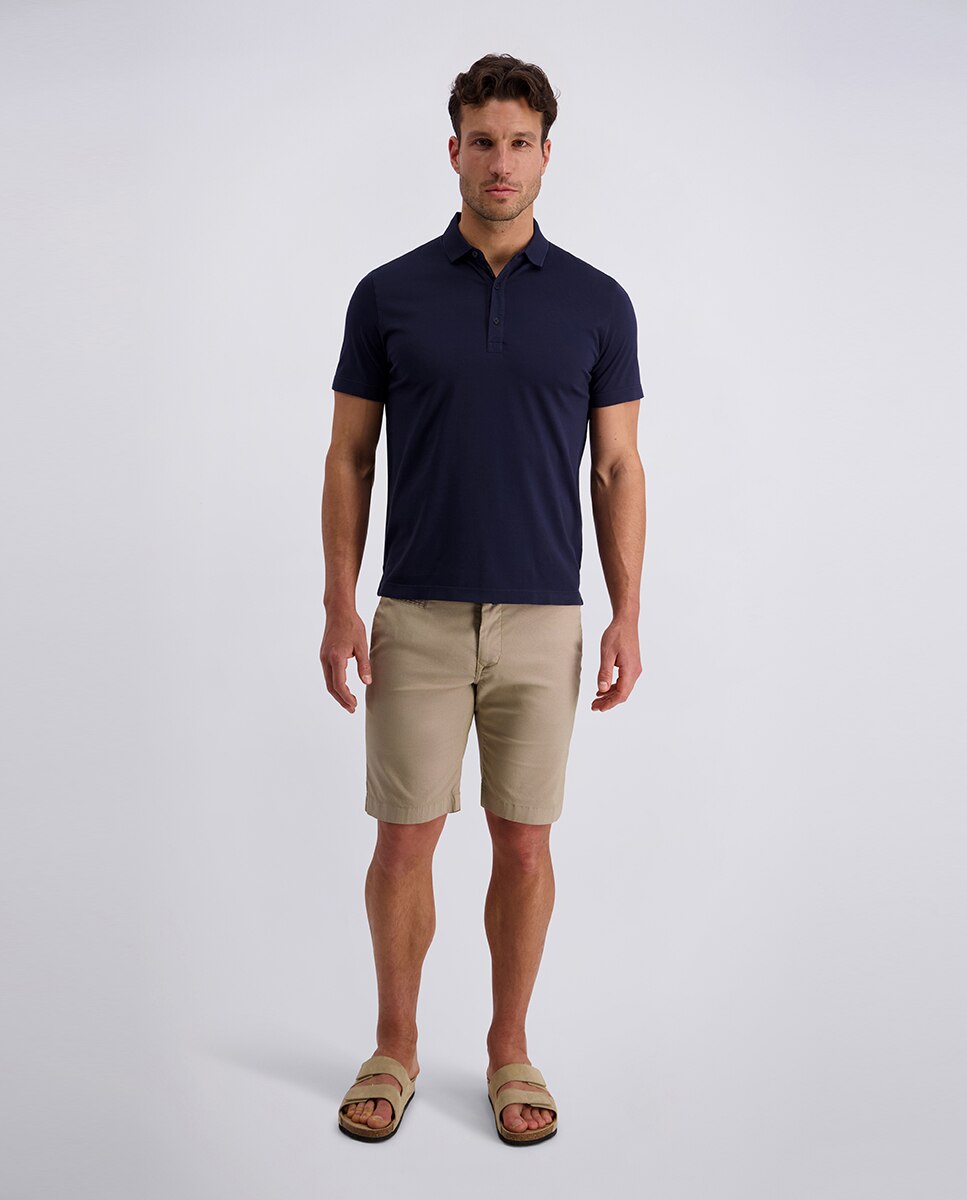 Polo Regular Fit de Algodão Mercerizado Liso - Azul-Marinho Azul-marinho-5