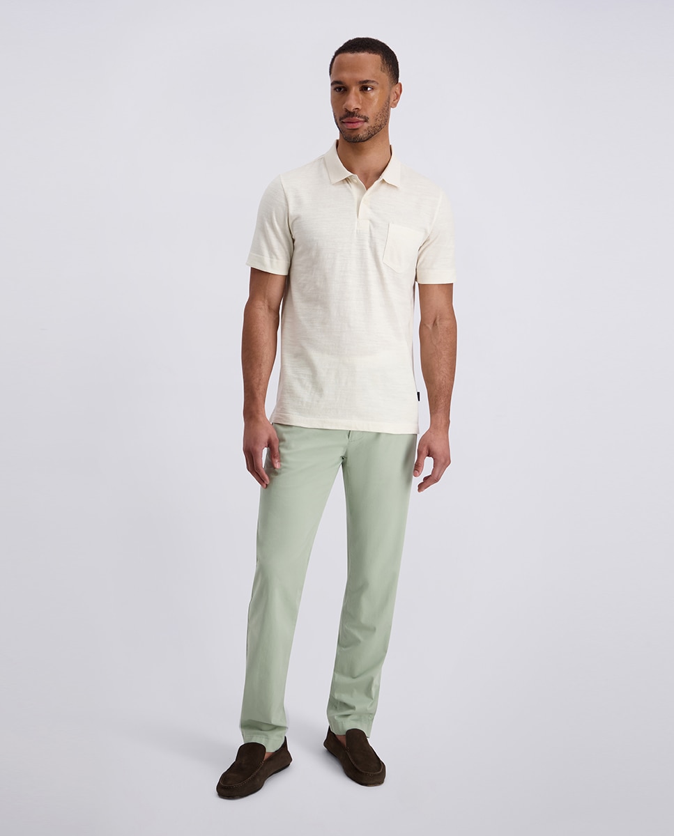 Polo Custom Fit Serafino Fineliner - Verde-Água Branco-5