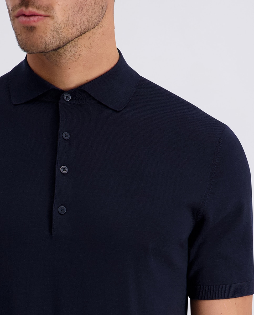 Polo Custom Fit 100% Algodão Liso - Azul-Marinho Azul-marinho-3