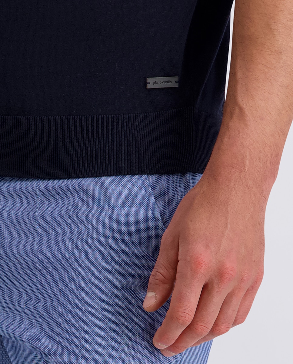 Polo Custom Fit 100% Algodão Liso - Azul-Marinho Azul-marinho-4