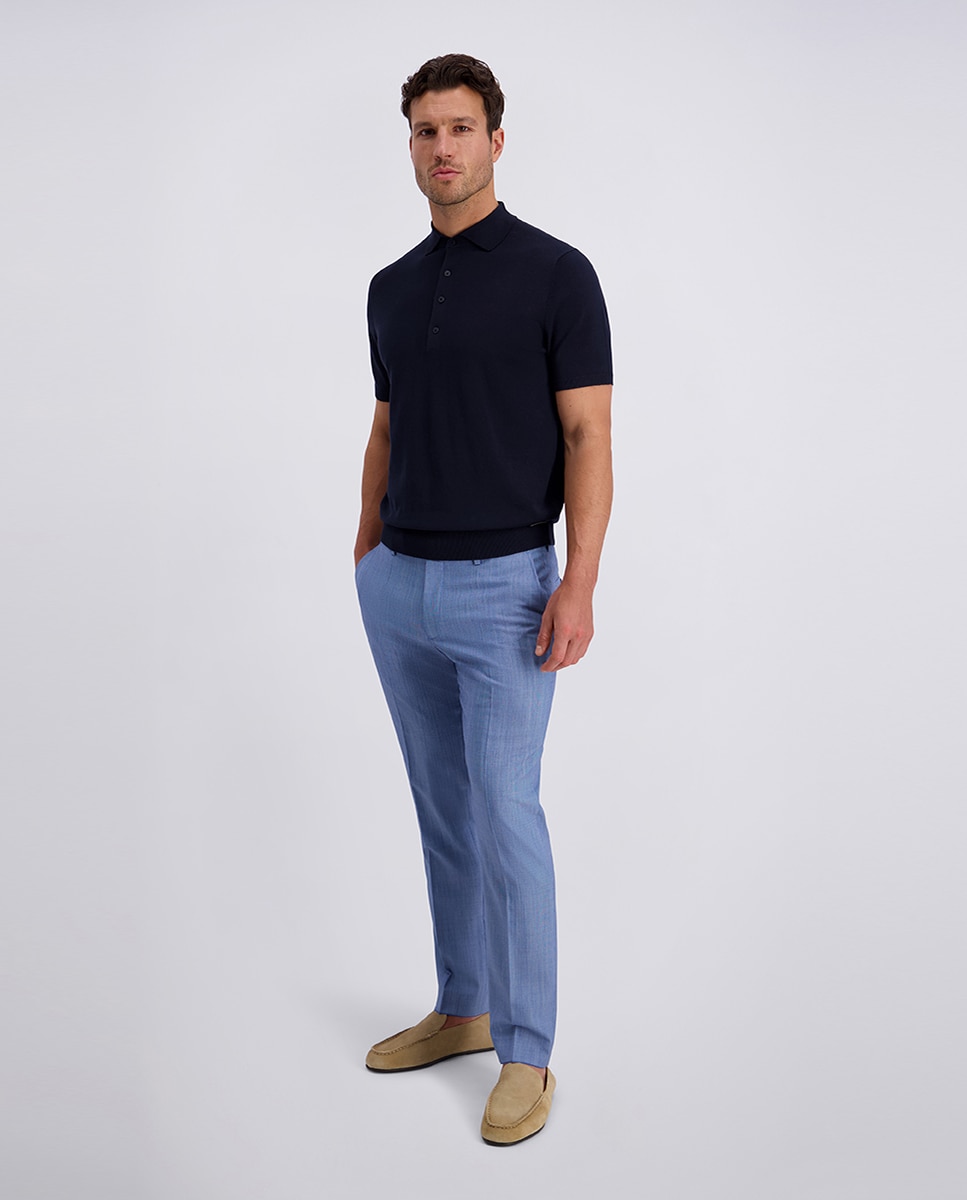Polo Custom Fit 100% Algodão Liso - Azul-Marinho Azul-marinho-5