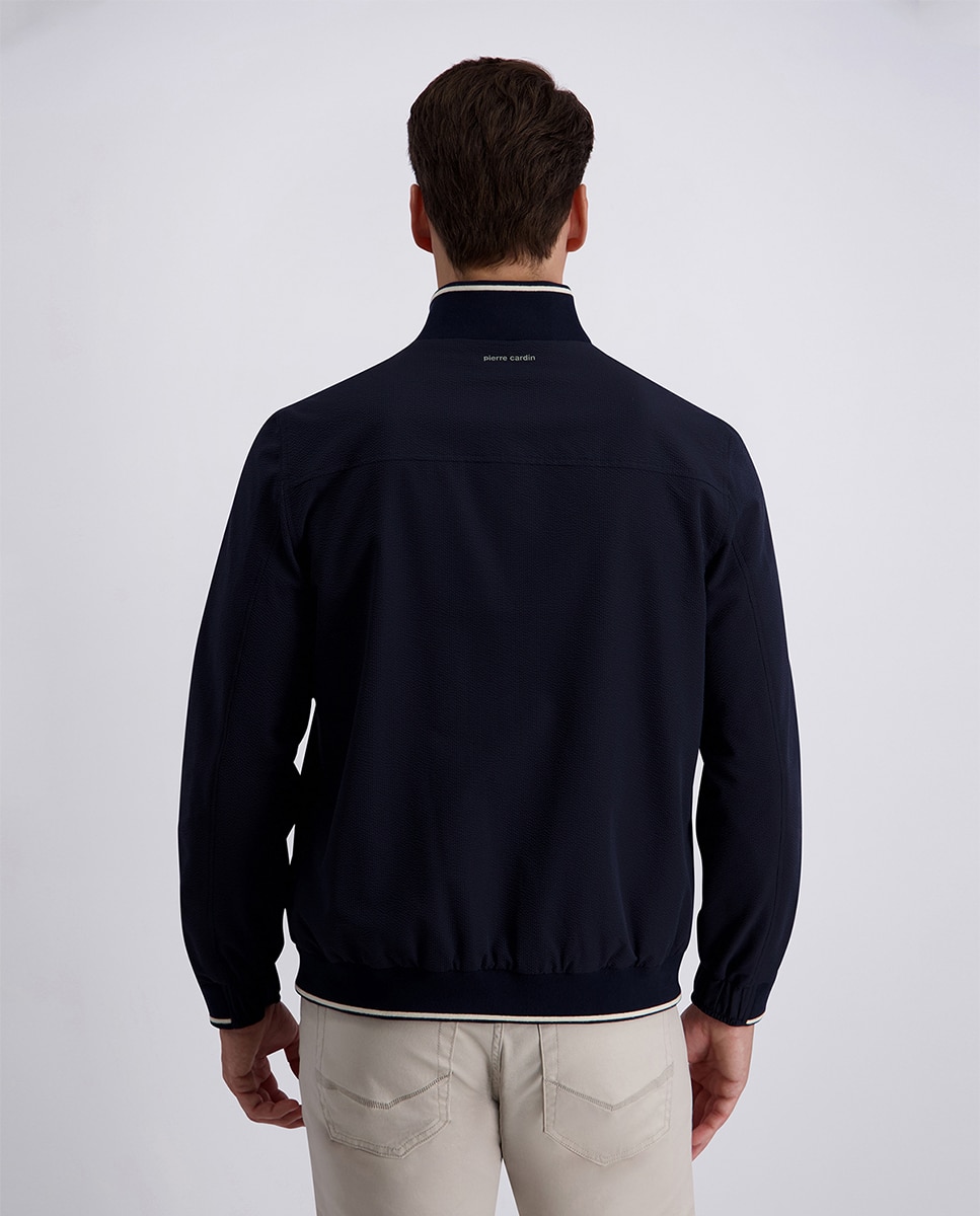 Blusão Bomber Seersucker Custom Fit - Azul-Marinho Azul-marinho-2