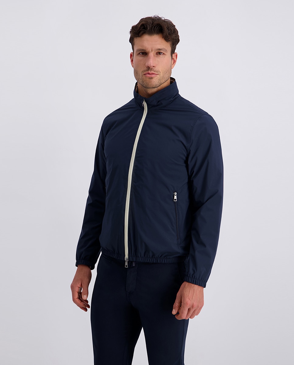 Blusão Curto em Nylon Custom Fit - Caqui Azul-marinho-1