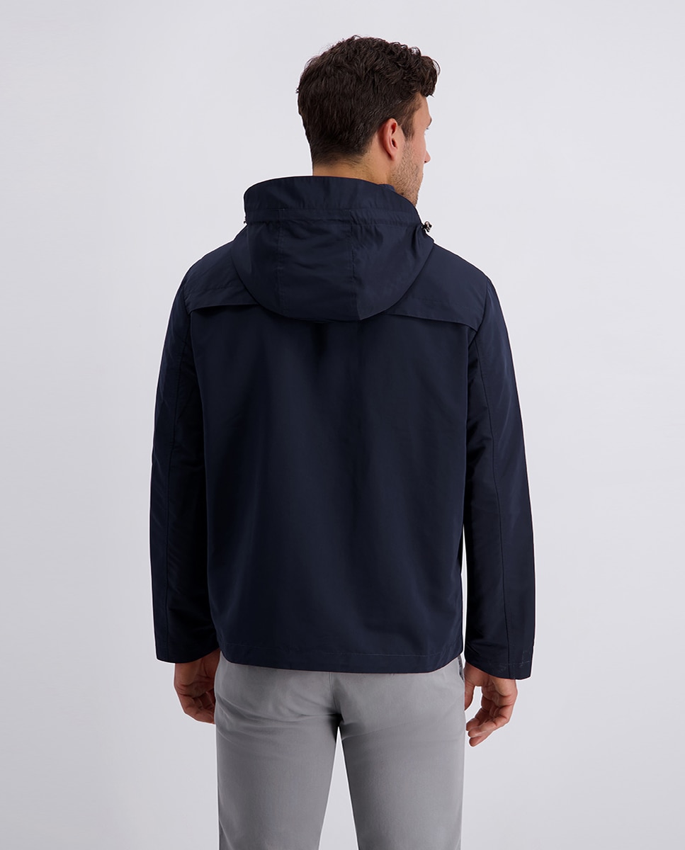 Desportiva Curta Modern Fit com Capuz Desmontável Water Repellent - Bege Azul-marinho-2