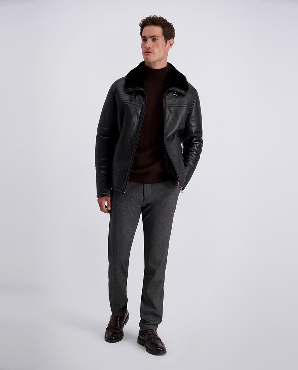 Imagen 0 de Pantalón chino de hombre tapered fit espiga Wooltouch Gris oscuro