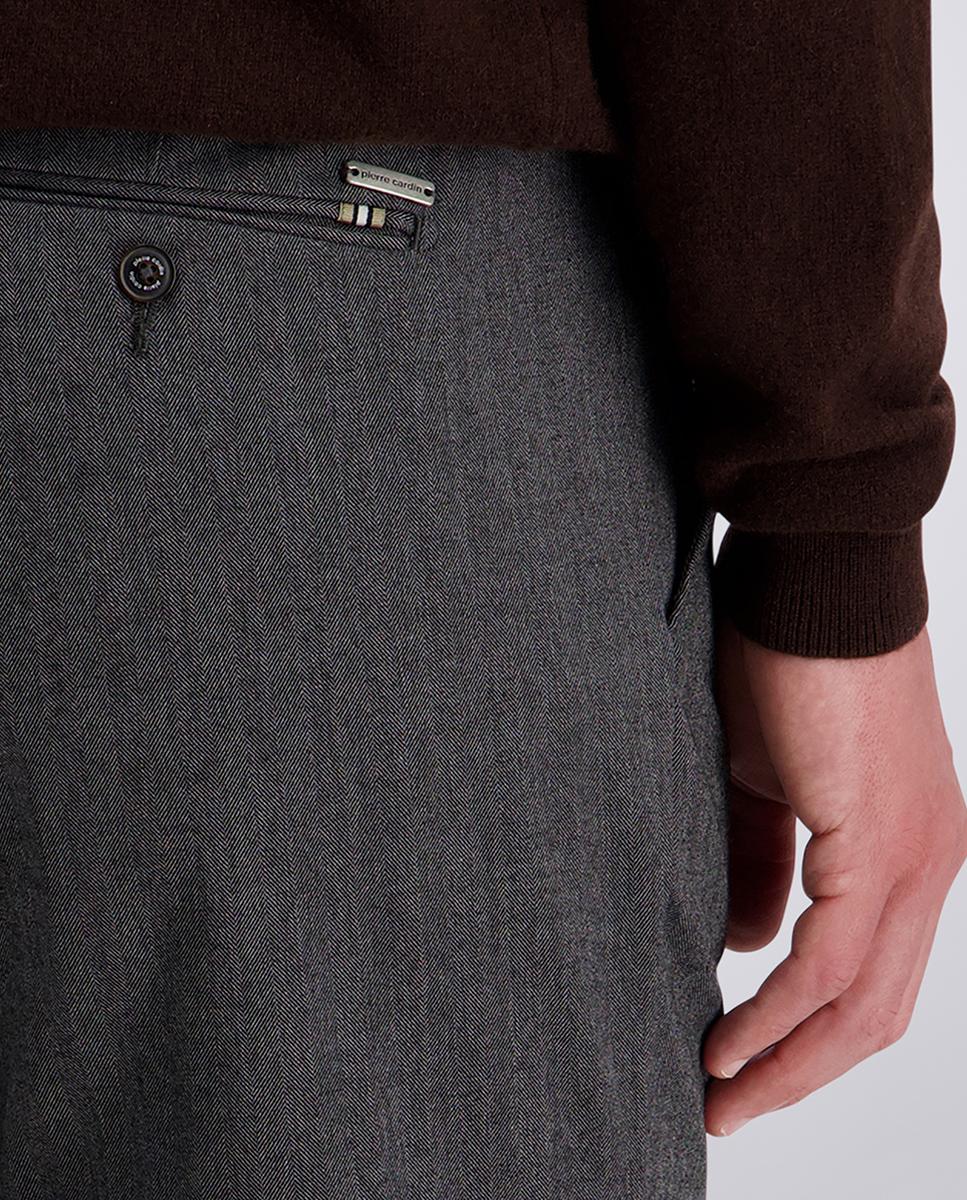 Pantalón chino de hombre tapered fit espiga Wooltouch - Pierre Cardin - Gris oscuro Gris oscuro-5