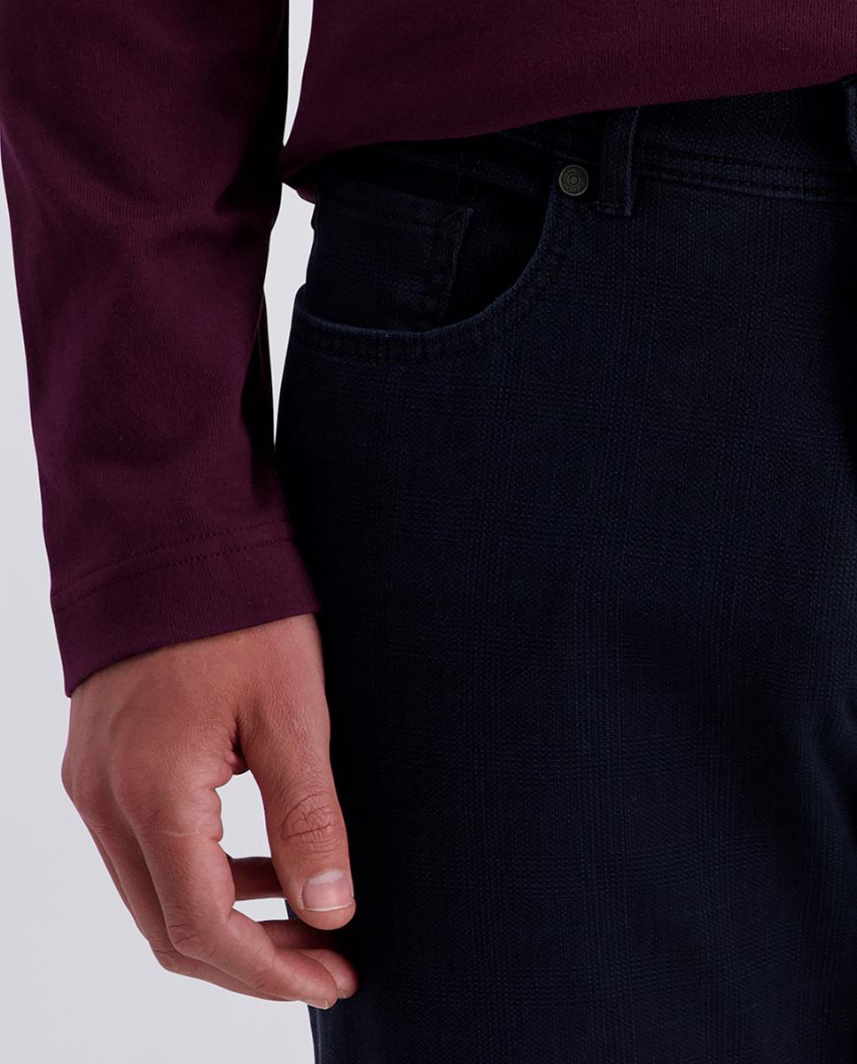 Pantalón 5 bolsillos de hombre regular fit microestructura cuadros - Pierre Cardin - Azul marino Azul marino-4