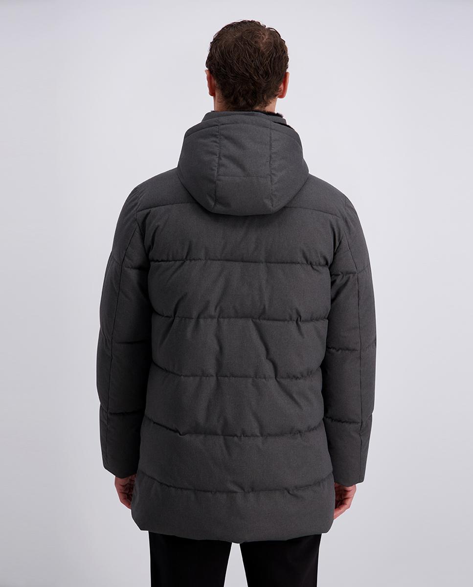 Parka Três Quartos de Lã Técnica Waterrepelent Cinzento-claro-2