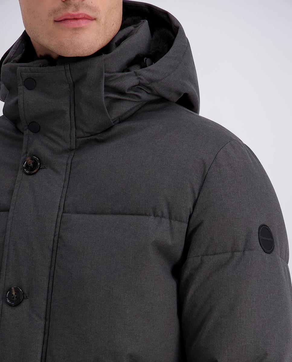 Parka Três Quartos de Lã Técnica Waterrepelent Cinzento-claro-3