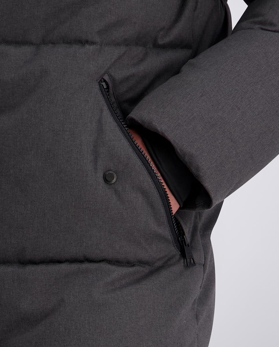 Parka Três Quartos de Lã Técnica Waterrepelent Cinzento-claro-4