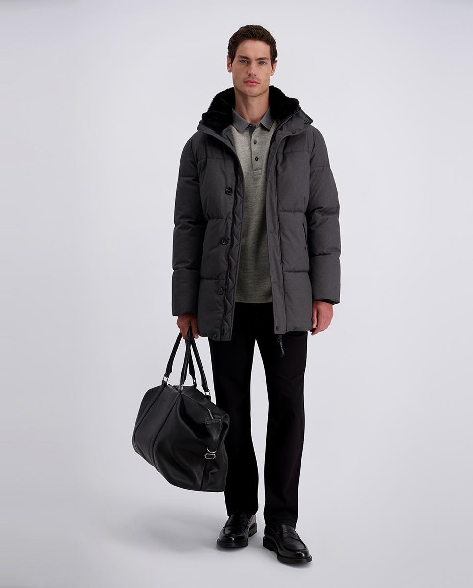 Parka Três Quartos de Lã Técnica Waterrepelent Cinzento-claro-6