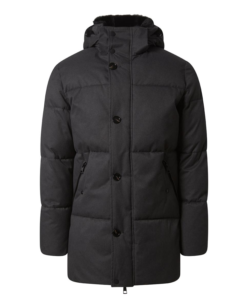 Parka Três Quartos de Lã Técnica Waterrepelent Cinzento-claro-5