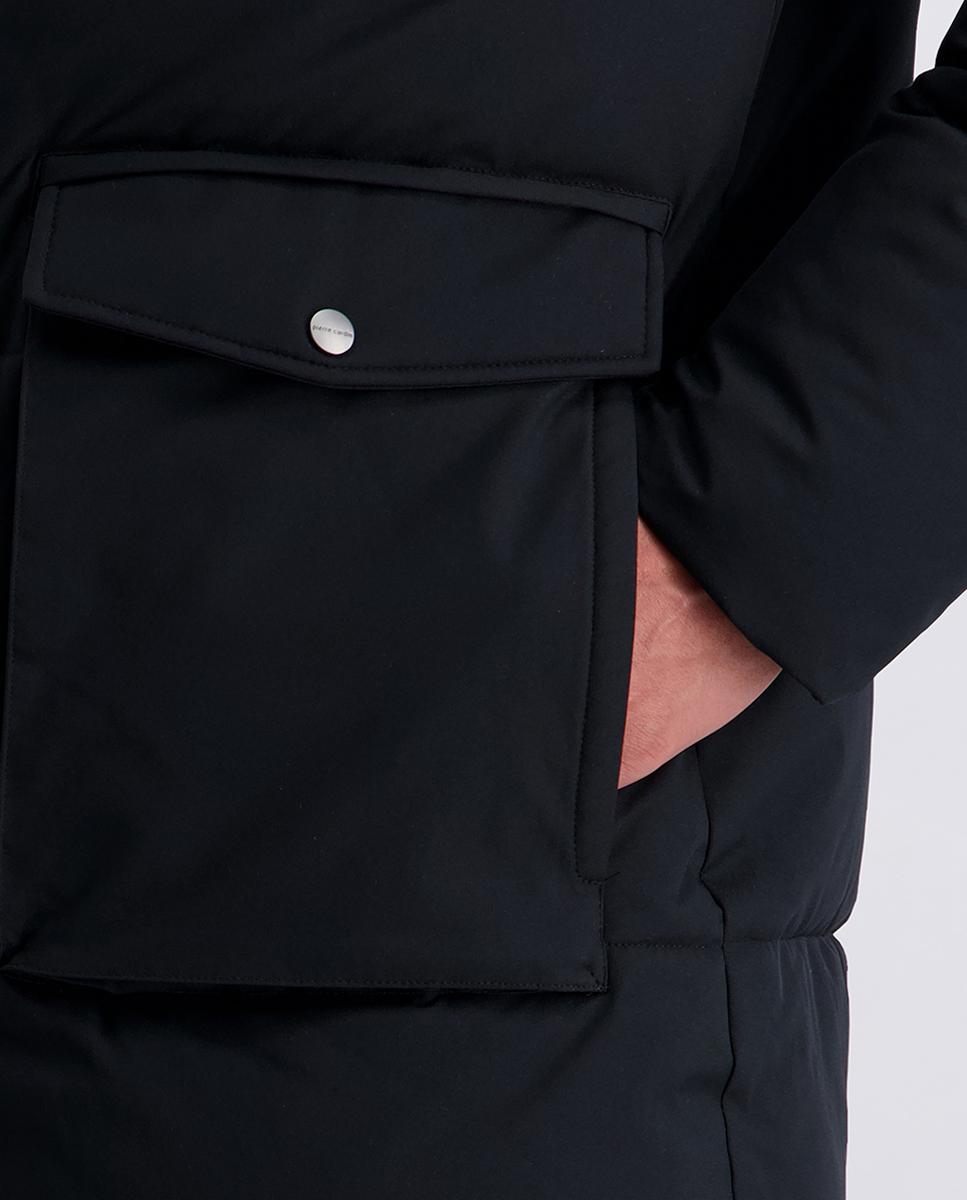 Parka Acolchoada com Gola de Pelo e Capuz Desmontável Preto-4