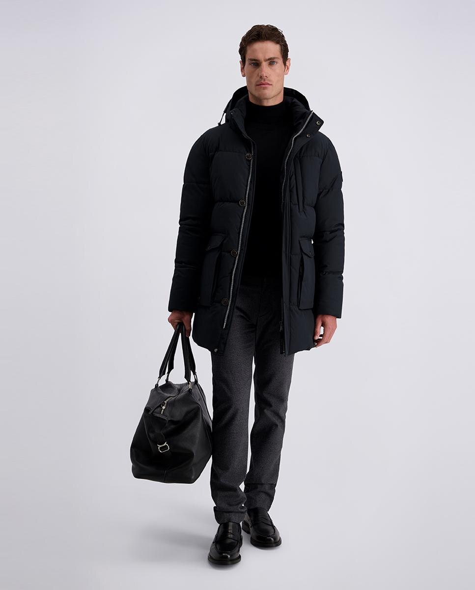 Parka Acolchoada com Gola de Pelo e Capuz Desmontável Preto-6