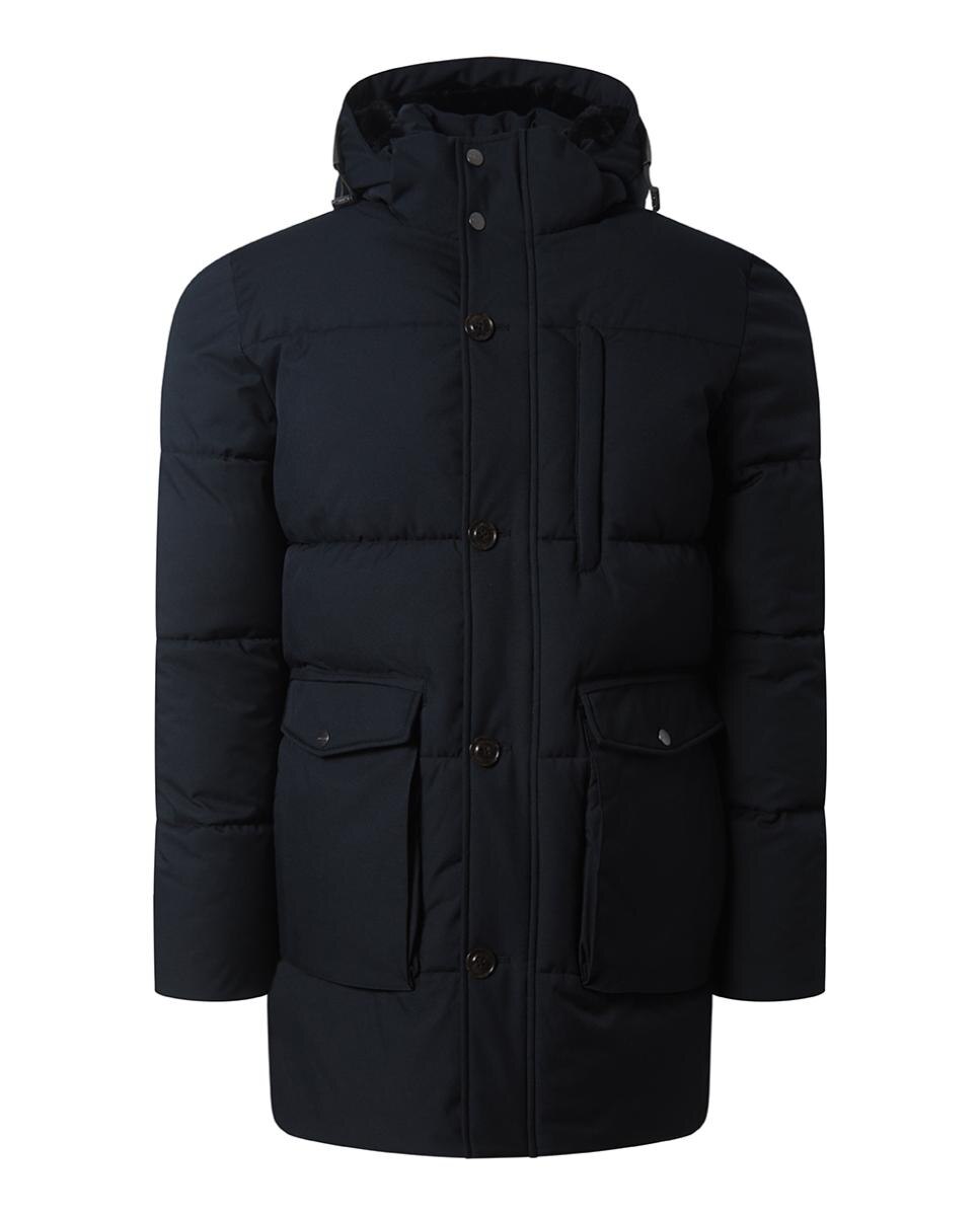 Parka Acolchoada com Gola de Pelo e Capuz Desmontável Preto-5