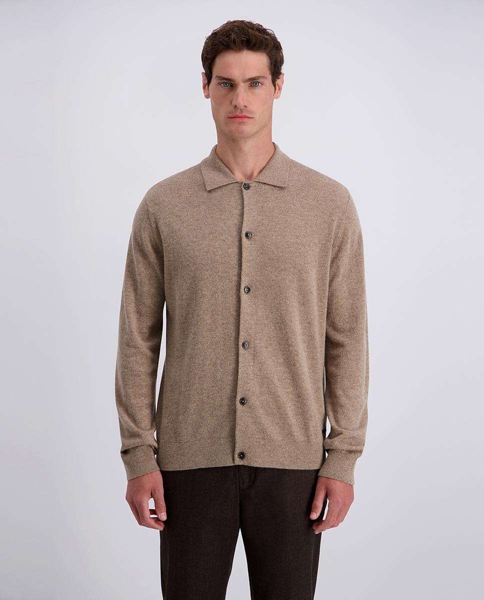 Imagem 0 de Cardigan Modern Fit de Lã com Botões e Colarinho de Camisa