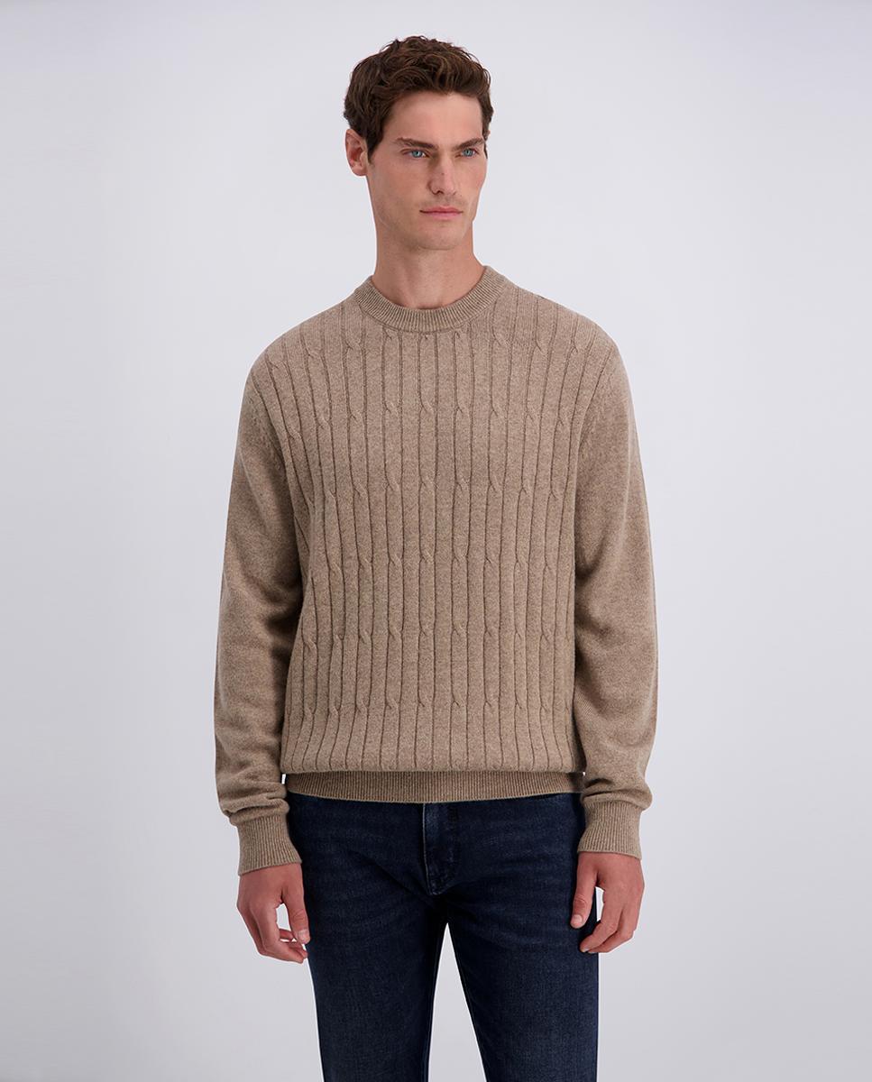 Jersey de hombre cuello caja modern fit ochos 30% lana - Pierre Cardin - Beige Beige-1