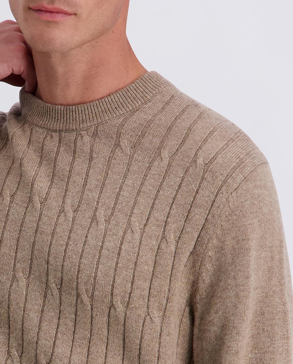 Jersey de hombre cuello caja modern fit ochos 30% lana - Pierre Cardin - Beige Beige-3
