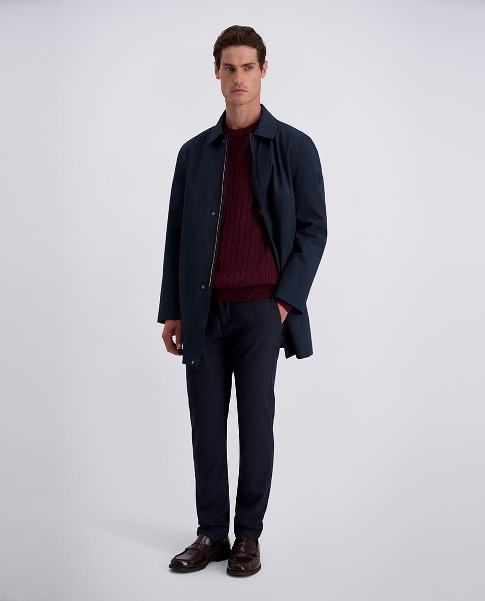 Camisola de Malha do Cabo 30% Lã Modern Fit com Gola Redonda Grená-6