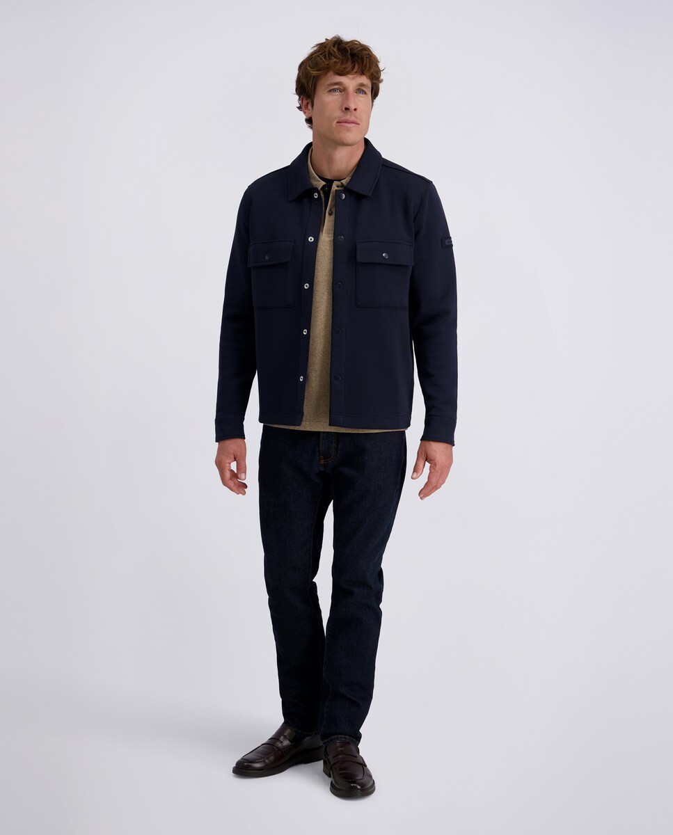 Polo Performance Jersey Brush Modern Fit com Manga Comprida - Azul Bege-7