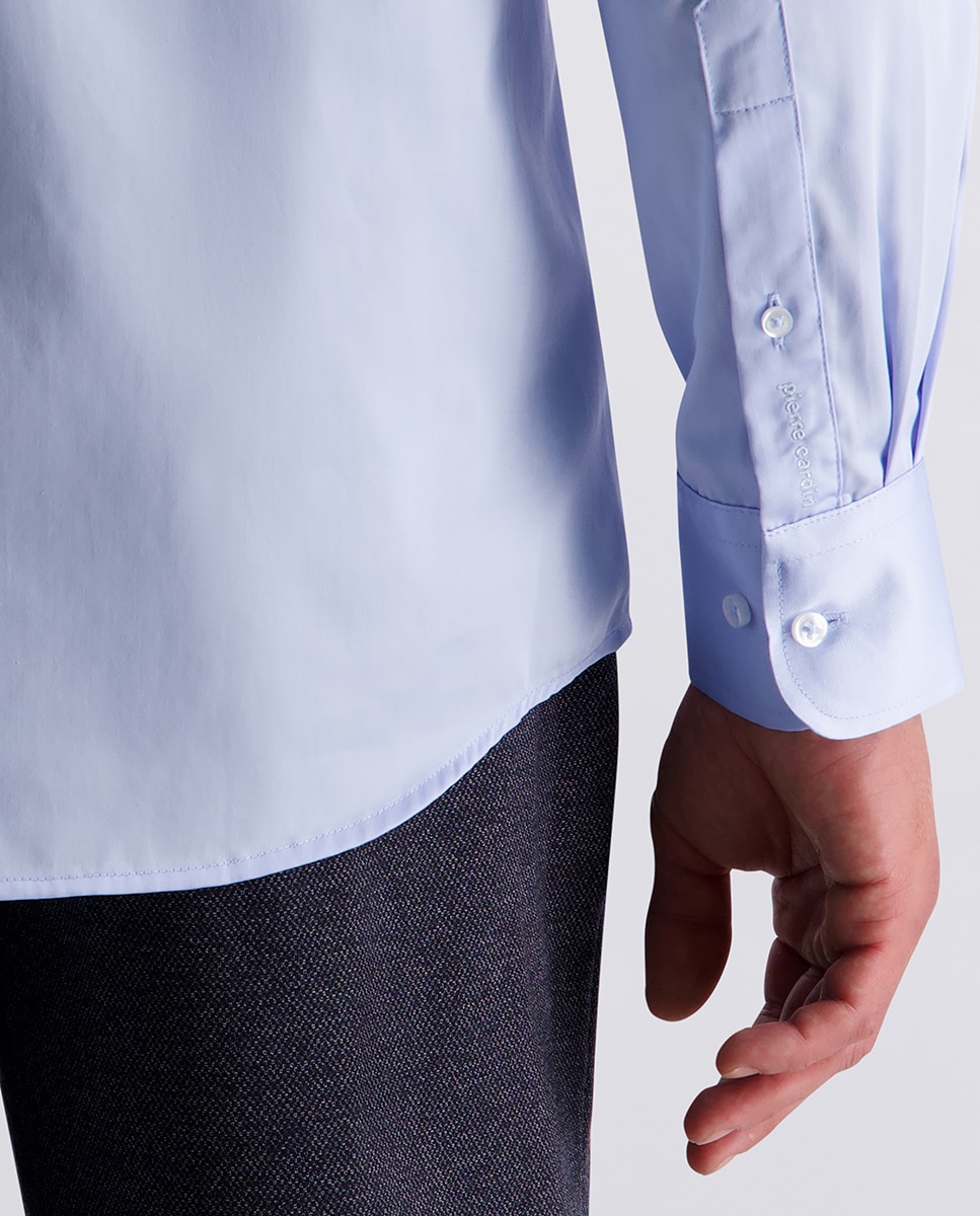 Camisa Clássica Modern Fit com Estrutura - Branco Azul-claro-4
