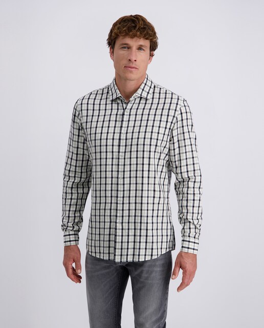 Imagem 0 de Camisa Casual Brushed Modern Fit aos Quadrados Bicolor com Manga Comprida - Azul