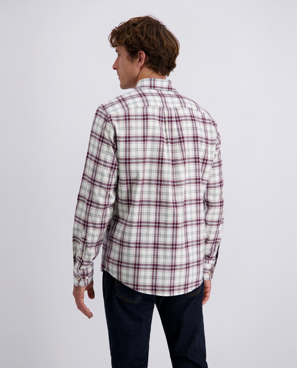 Camisa aos Quadrados de Algodão e Flanela Comfort Fit com Manga Comprida - Azul Bordeaux-2