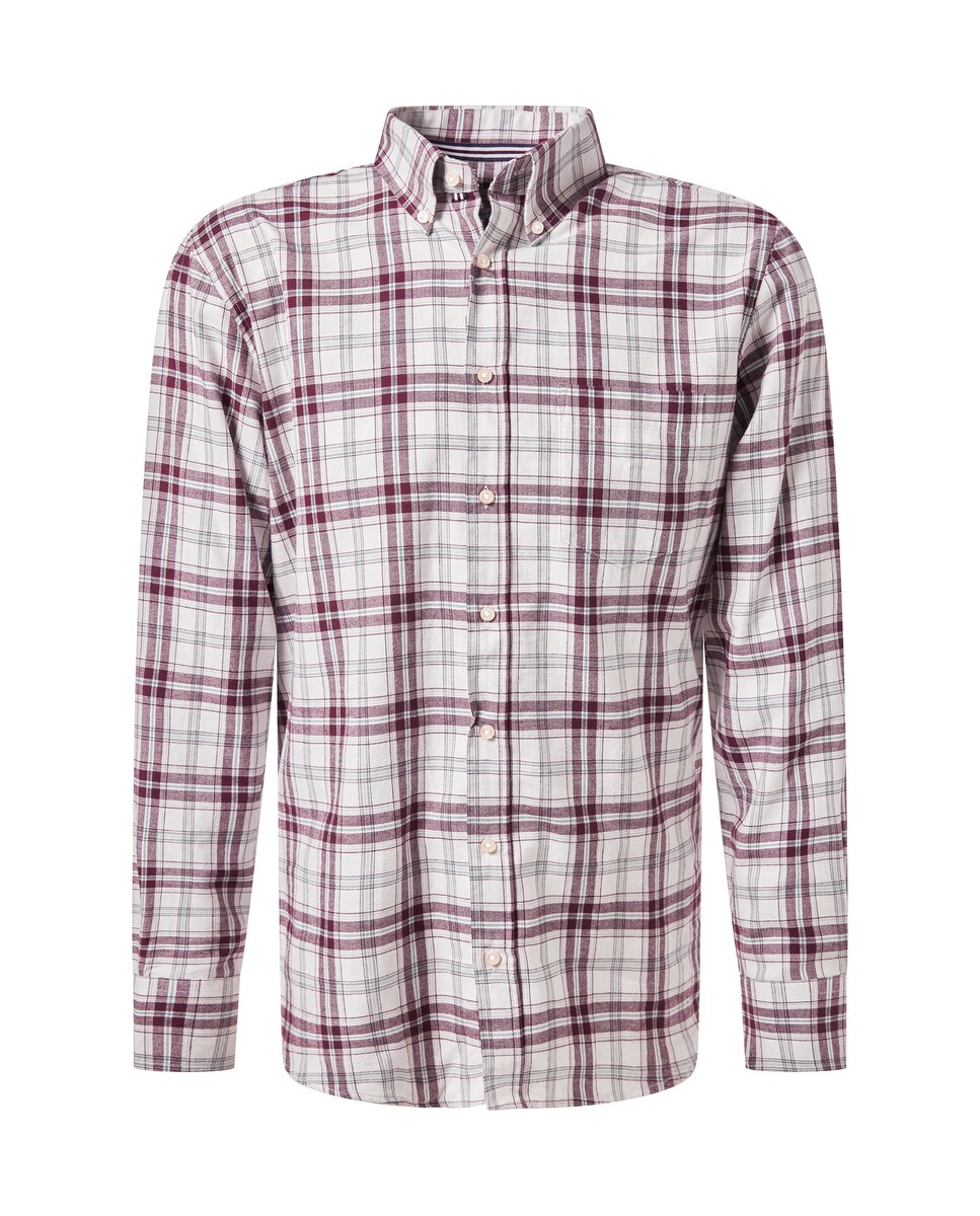 Camisa aos Quadrados de Algodão e Flanela Comfort Fit com Manga Comprida - Azul Bordeaux-6