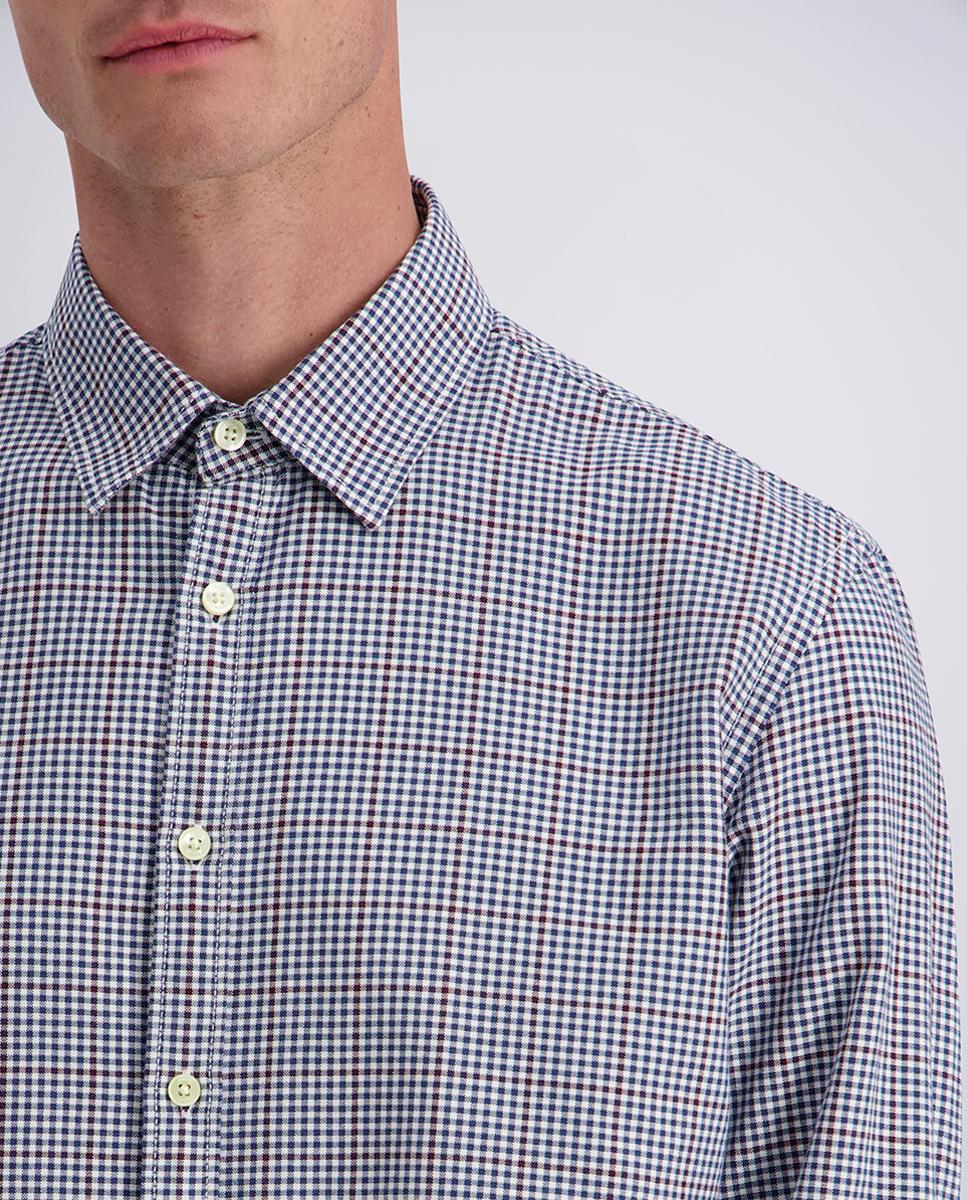 Camisa aos Quadrados Modern Fit Oxford Azul-marinho-3