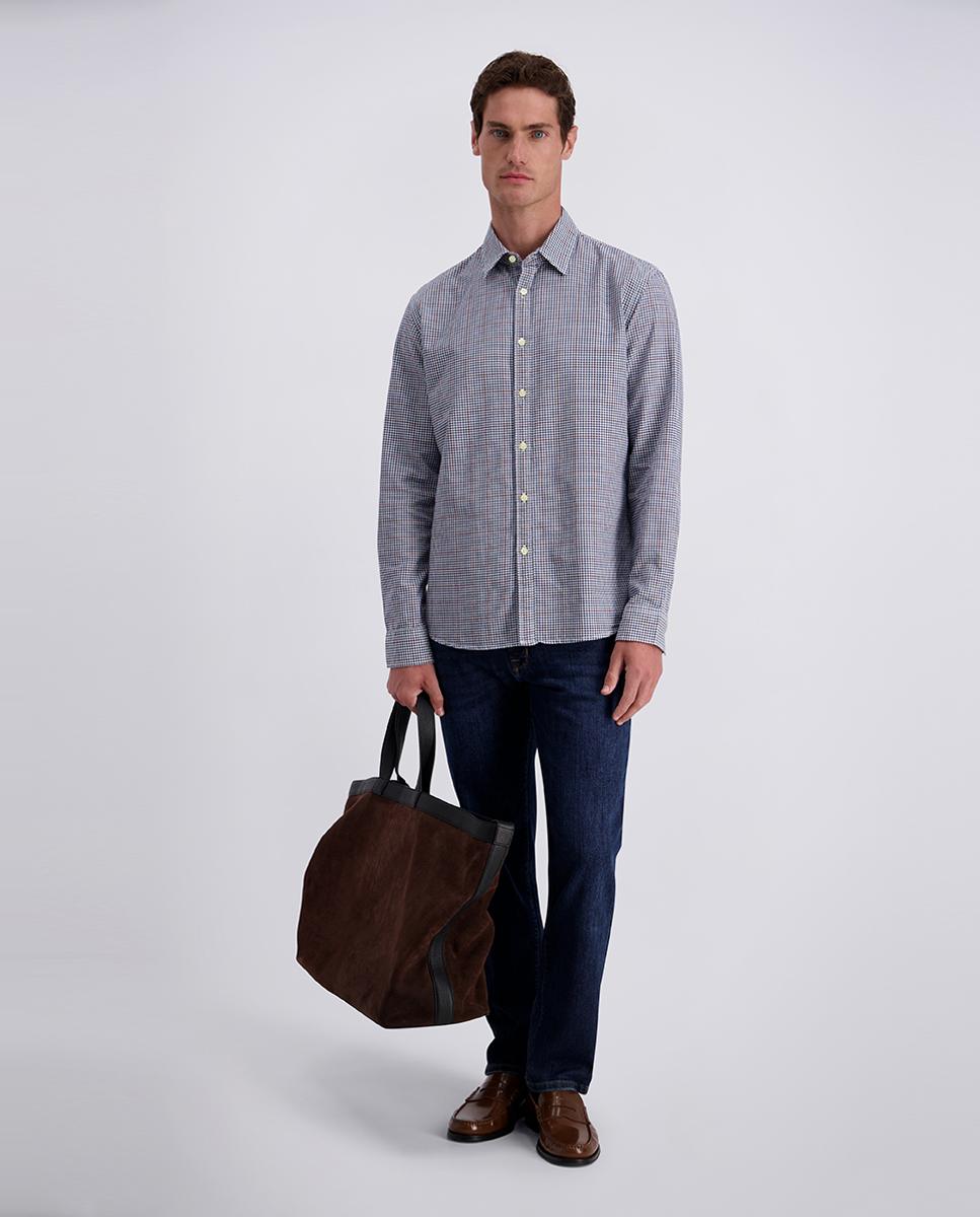 Camisa aos Quadrados Modern Fit Oxford Azul-marinho-6