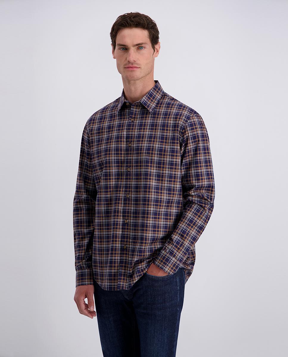 Imagem 0 de Camisa Modern Fit de Sarja aos Quadrados Tipo Janela