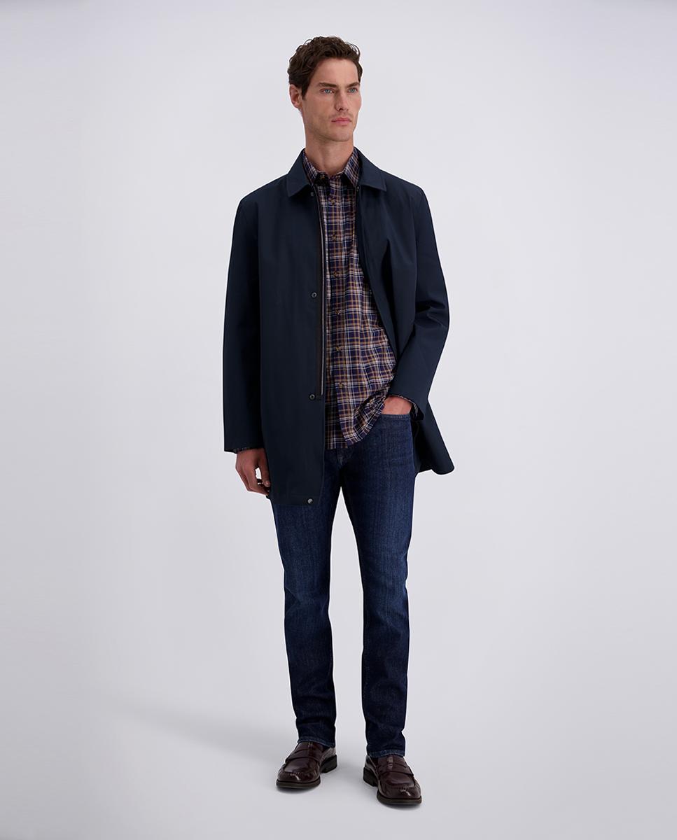 Camisa Modern Fit de Sarja aos Quadrados Tipo Janela Bordeaux-6