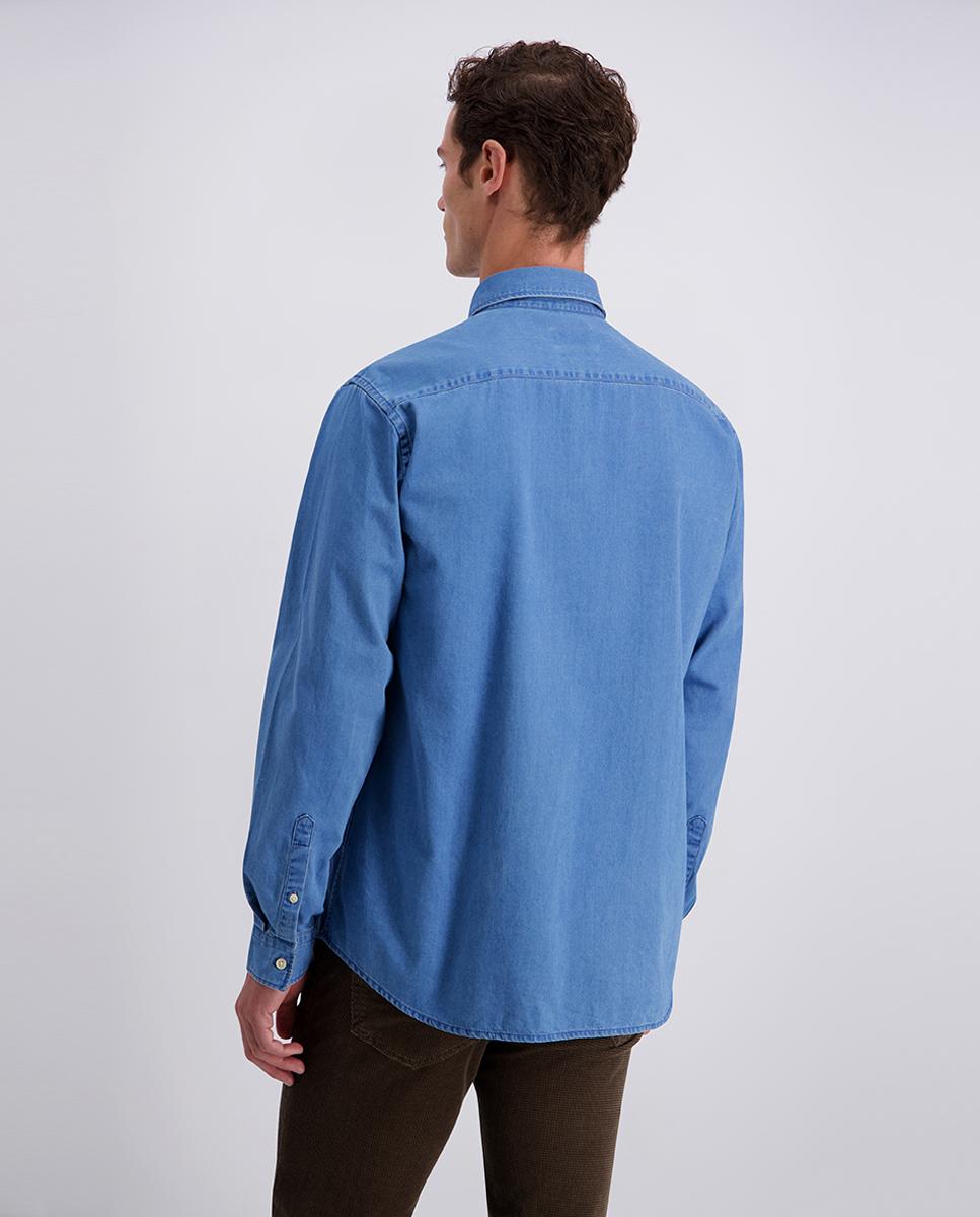 Imagen 2 de Camisa de hombre modern fit casual Chambré denim - Pierre Cardin - Azul índigo Azul índigo