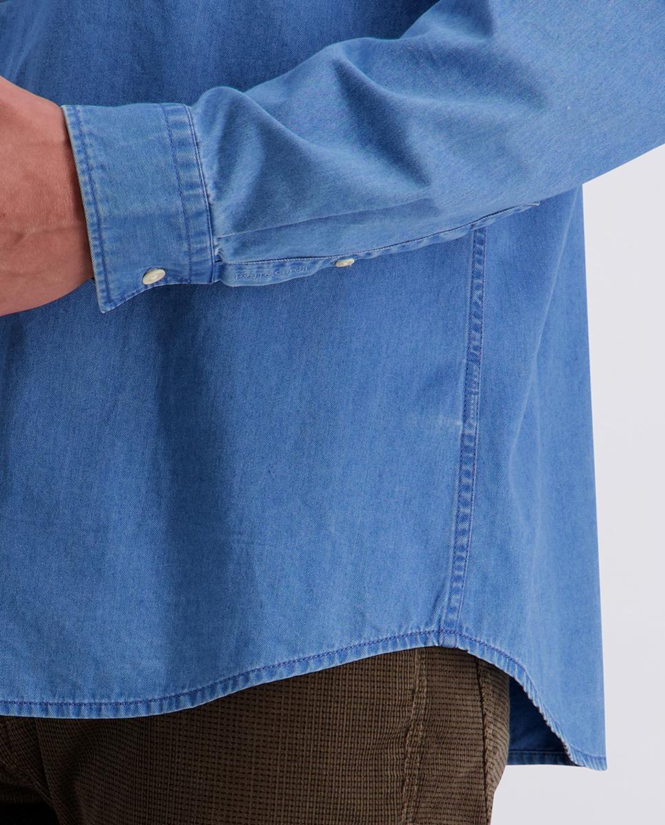 Imagen 3 de Camisa de hombre modern fit casual Chambré denim - Pierre Cardin - Azul índigo Azul índigo