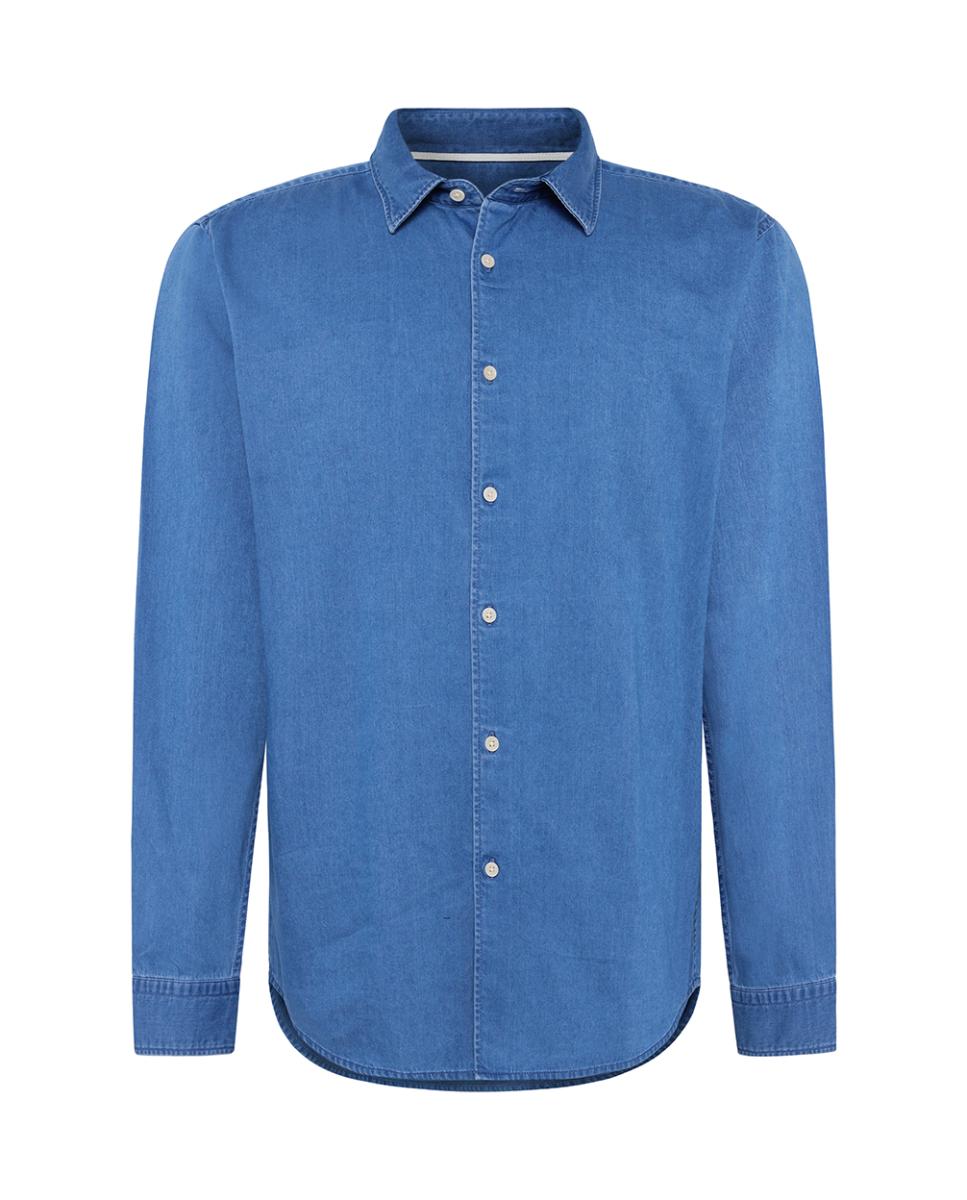 Imagen 4 de Camisa de hombre modern fit casual Chambré denim - Pierre Cardin - Azul índigo Azul índigo