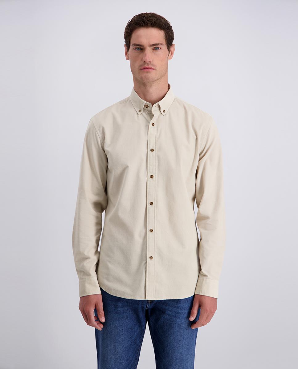 Camisa de hombre modern fit corduroy lisa - Pierre Cardin - Beige Beige-1