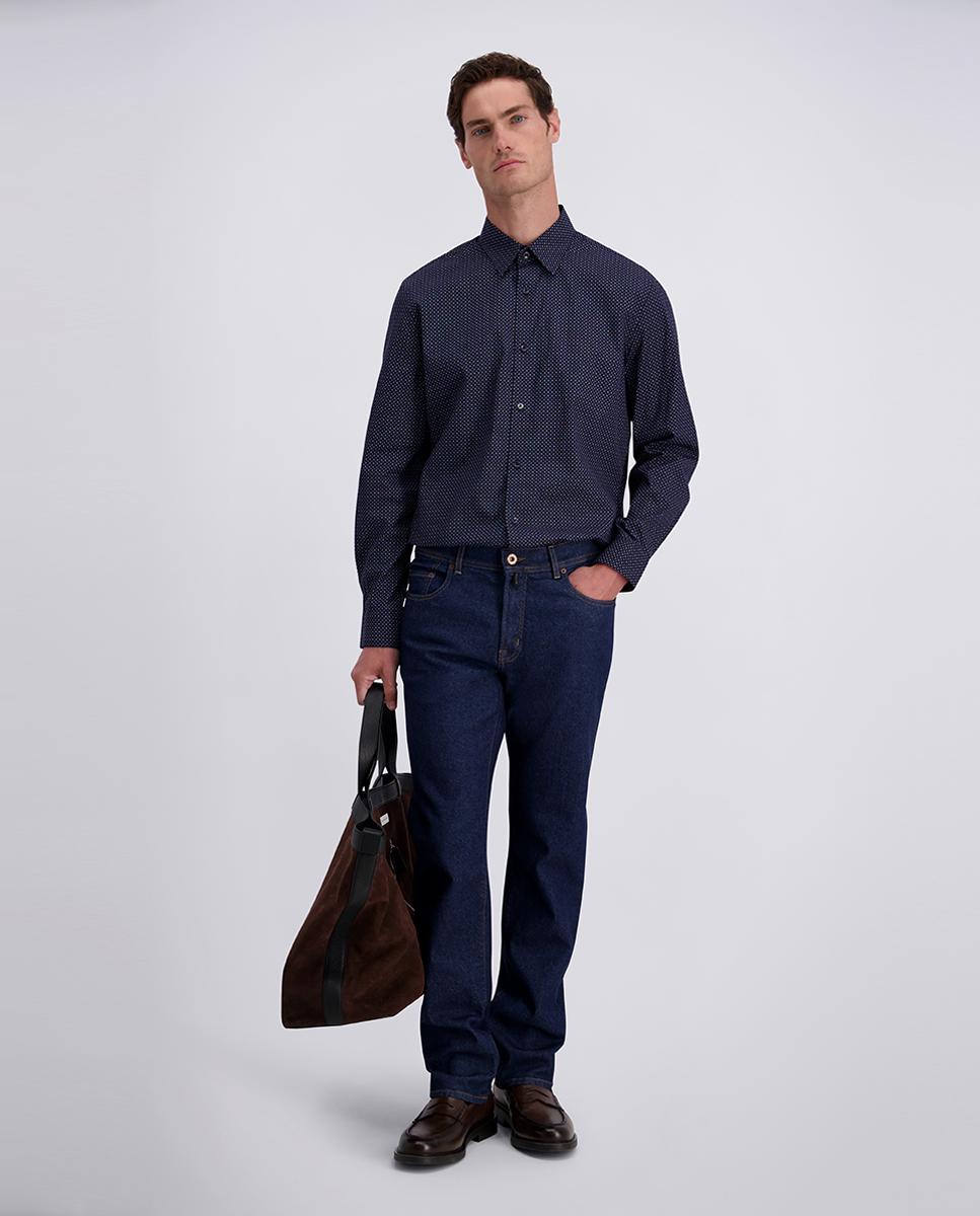 Camisa de hombre modern fit microfantasía - Pierre Cardin - Marrón Marrón-6