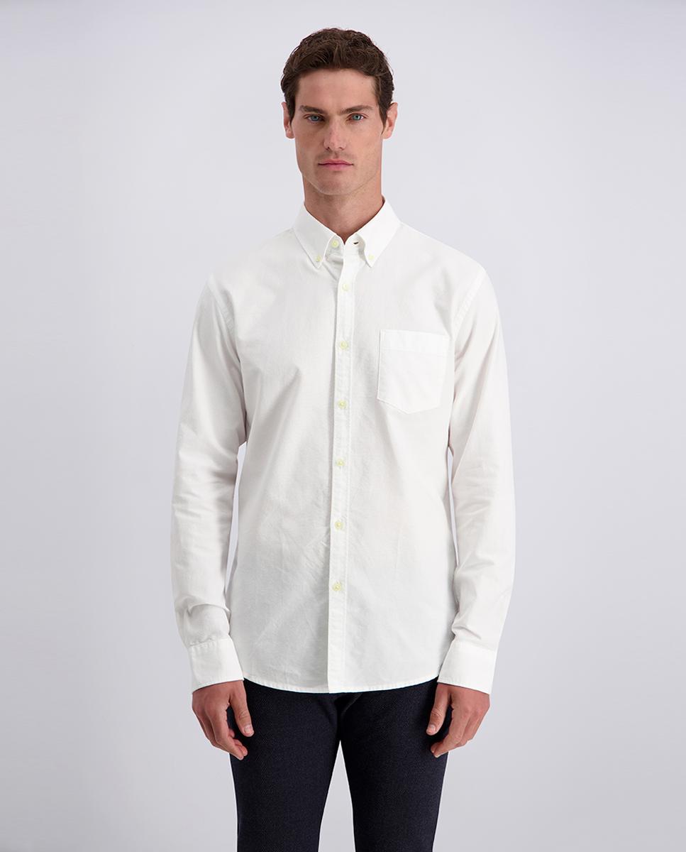 Camisa oxford de hombre modern fit lisa bolsillo botton down - Pierre Cardin - Blanco Blanco-1