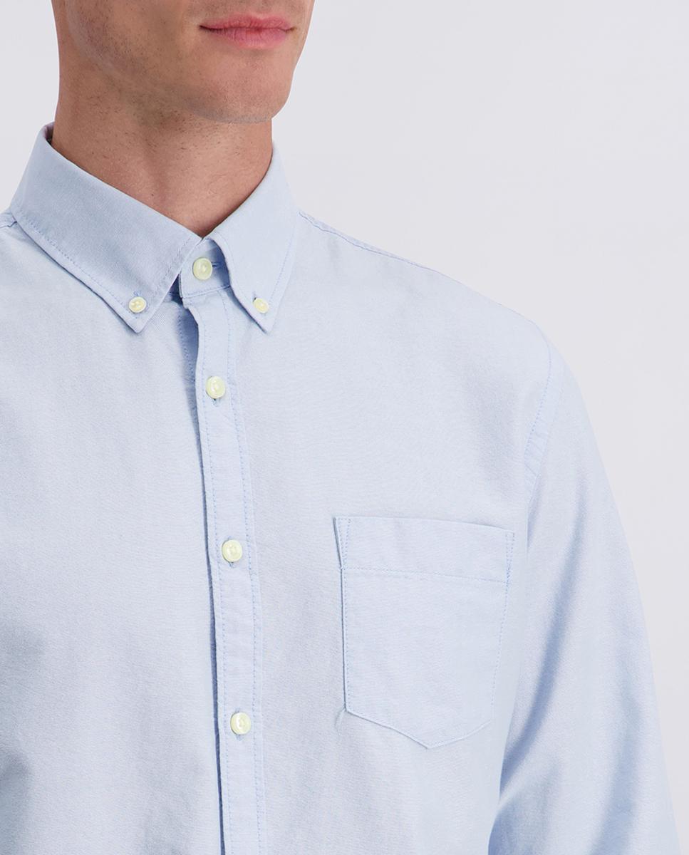 Camisa Oxford Modern Fit Lisa com Bolso Button Down Azul-claro-2